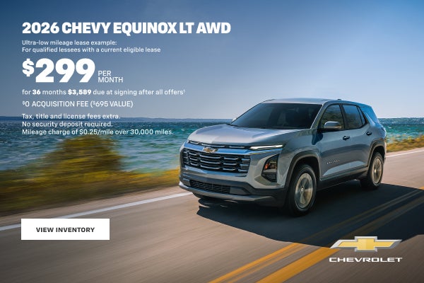 2026 Chevy Equinox LT AWD. Ultra-low mileage lease example for qualified lessees with a current e...